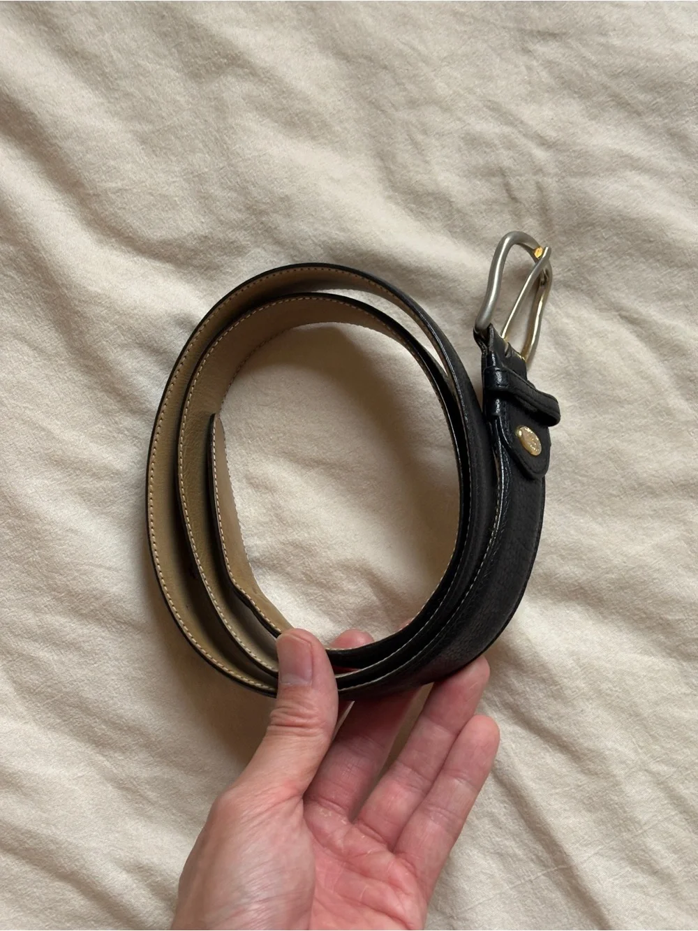 Longchamp Black Leather Dress Belt Size 38